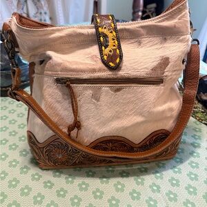 Myra sunflower hand tooled bag